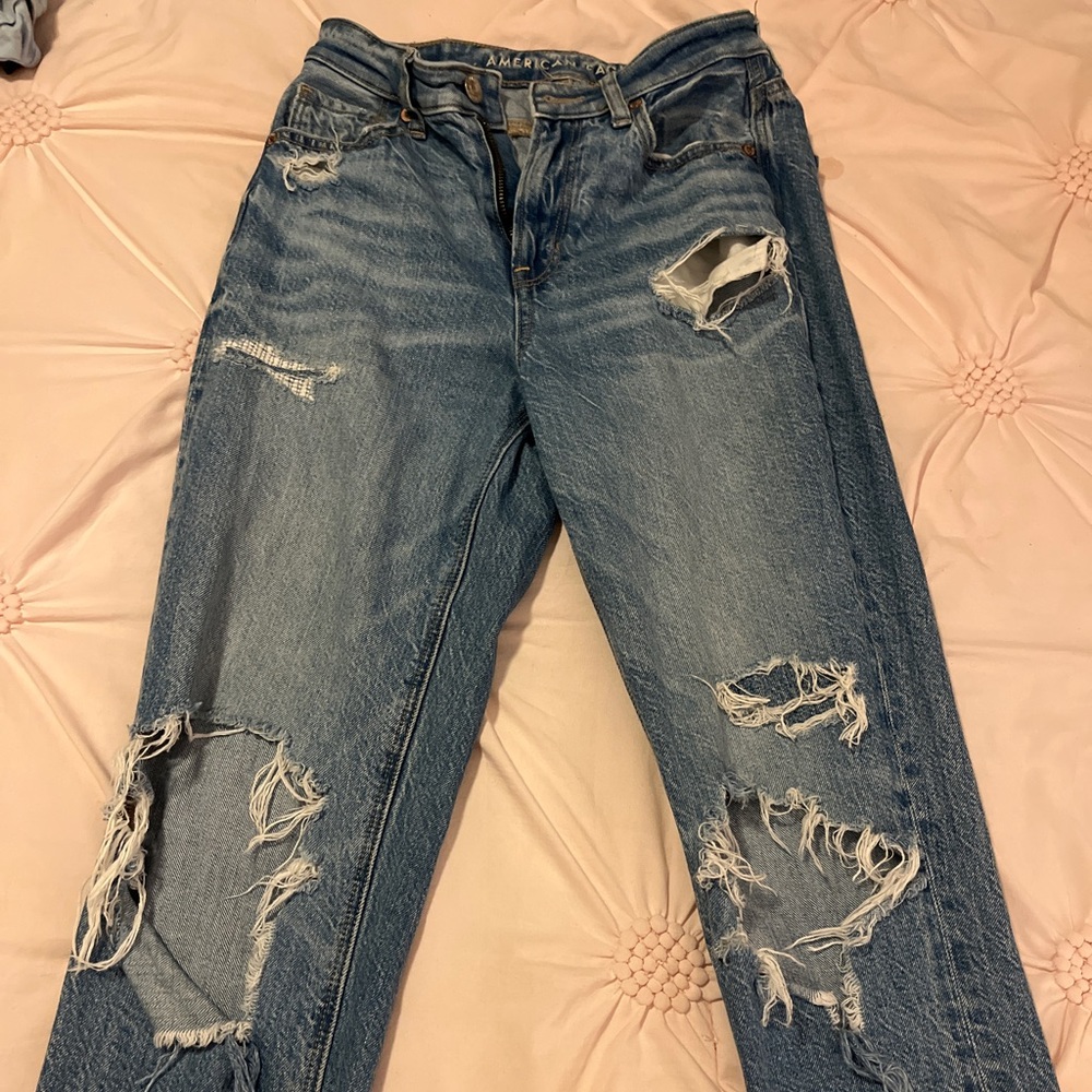 American Eagle Outfitters Ripped Blue Boyfriend Jeans